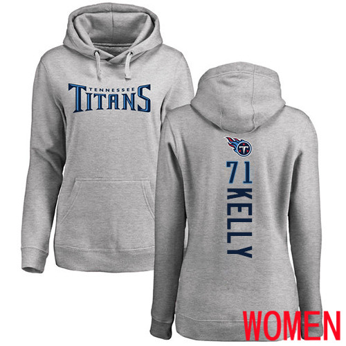 Tennessee Titans Ash Women Dennis Kelly Backer NFL Football #71 Pullover Hoodie Sweatshirts->women nfl jersey->Women Jersey